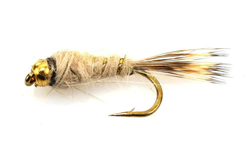 The Essential Fly Bead Head Gold Ribbed Hares Ear Grhe Rough Body Cream Fishing Fly