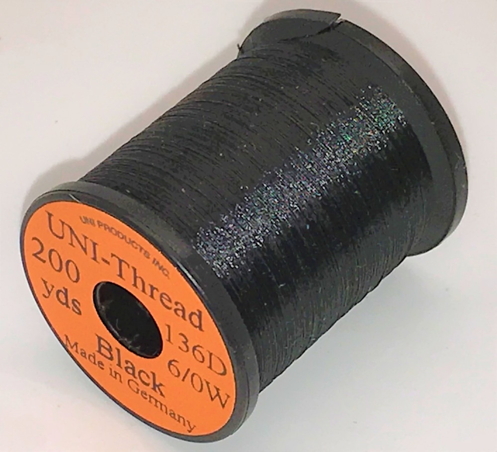 Uni Pre Waxed Thread 6/0 200 Yards Black Fly Tying Threads (Product Length 200 Yds / 182m)