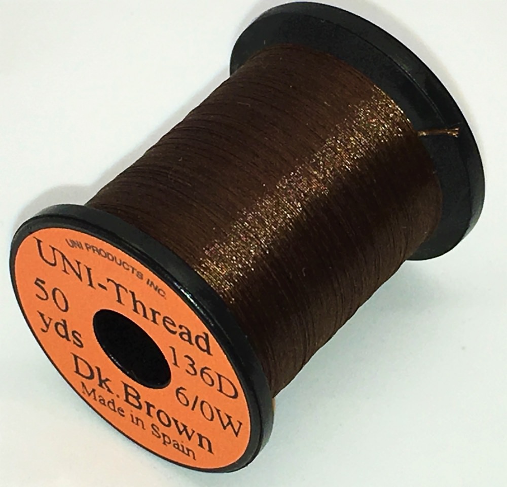 Uni Pre Waxed Thread 6/0 50 Yards Dark Brown Fly Tying Threads (Product Length 50 Yds / 45.7m)