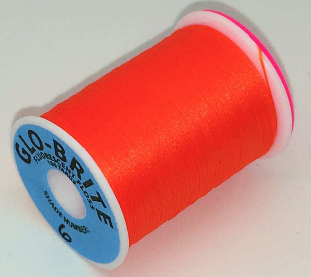 Veniard Glo-Brite Floss 100 Yards Hot Orange #6 Fly Tying Materials (Product Length 100 Yds / 91m)