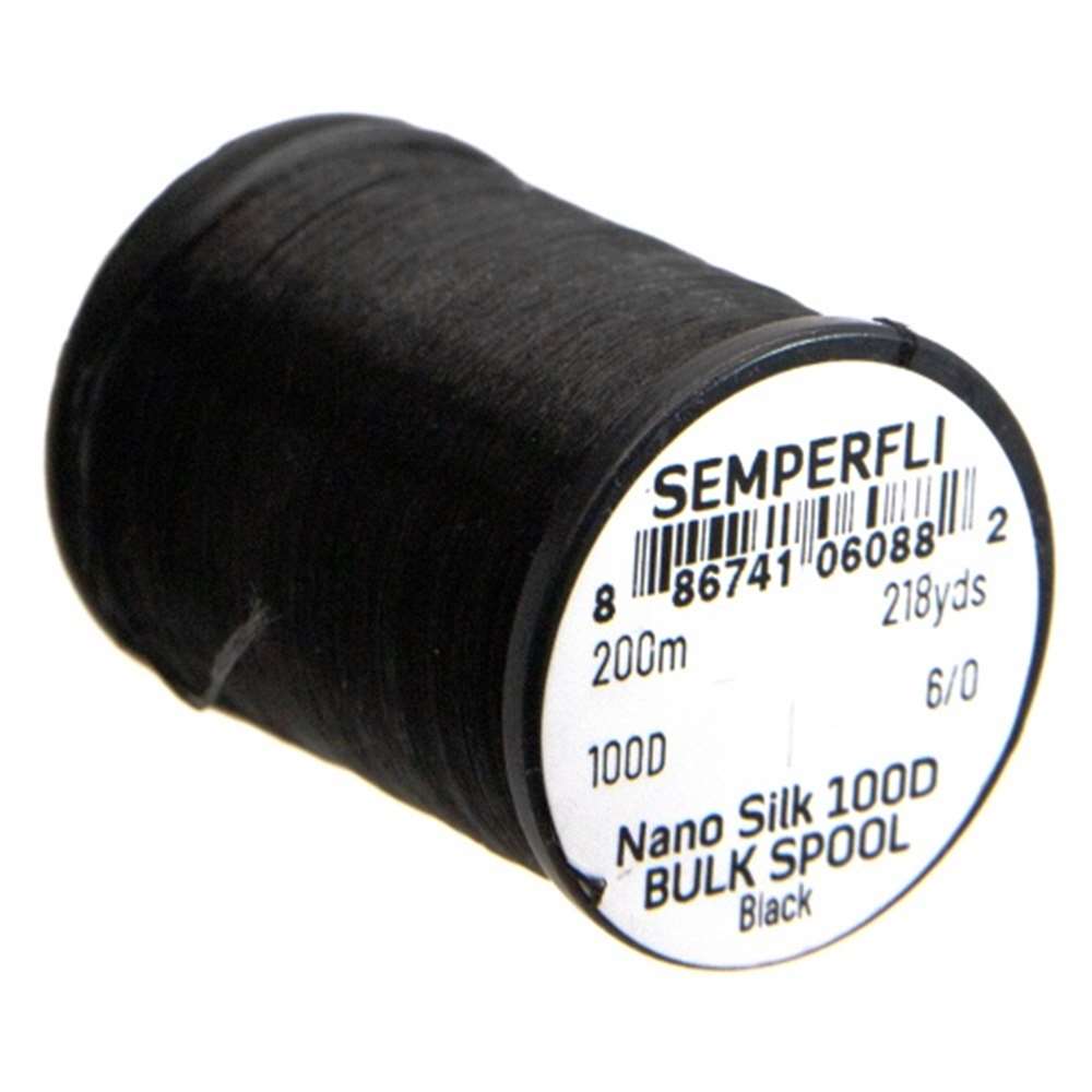 Semperfli Nano Silk 100 Denier Predator 6/0 Black Bulk 200m Spool