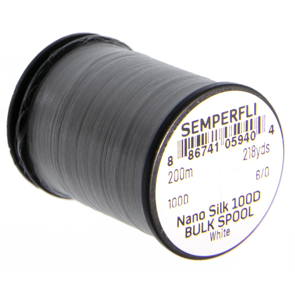 Semperfli Nano Silk 100 Denier Predator 6/0 White Bulk 200m Spool