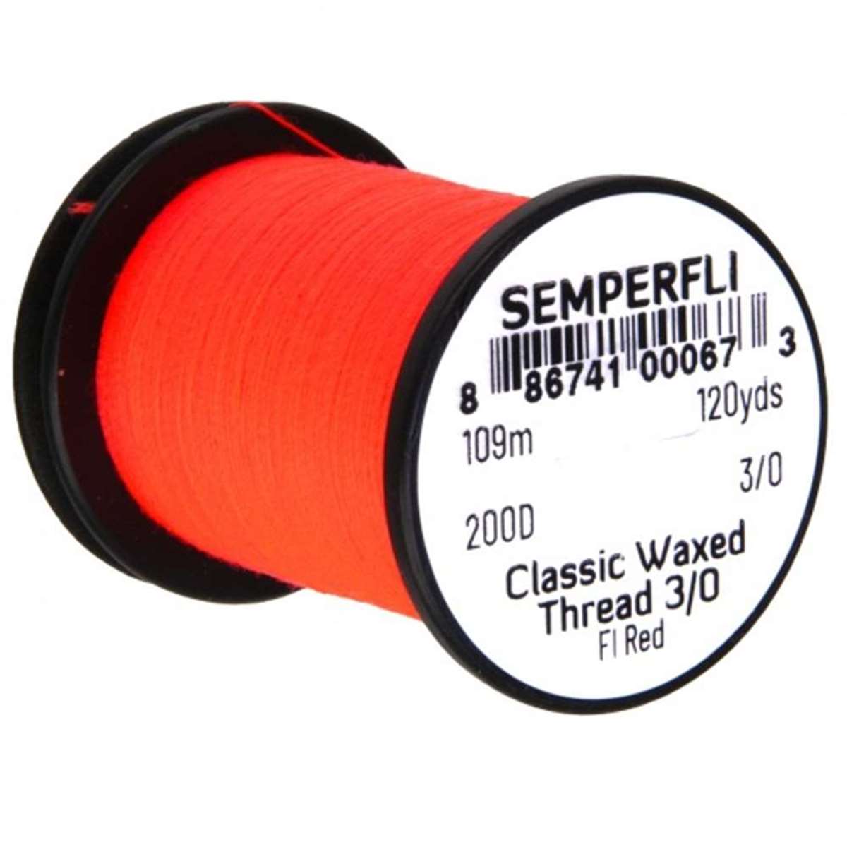 Classic Waxed Thread 3/0 120 Yards Fluoro Red Semperfli Fly Tying