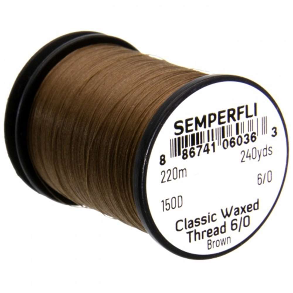 Semperfli Classic Waxed Thread 6/0 240 Yards Brown Fly Tying Threads (Product Length 240 Yds / 220m)