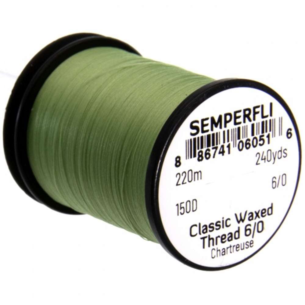 Semperfli Classic Waxed Thread 6/0 240 Yards Chartreuse Fly Tying Threads (Product Length 240 Yds / 220m)
