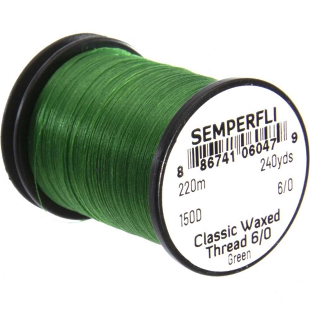 Semperfli Classic Waxed Thread 6/0 240 Yards Green Fly Tying Threads (Product Length 240 Yds / 220m)