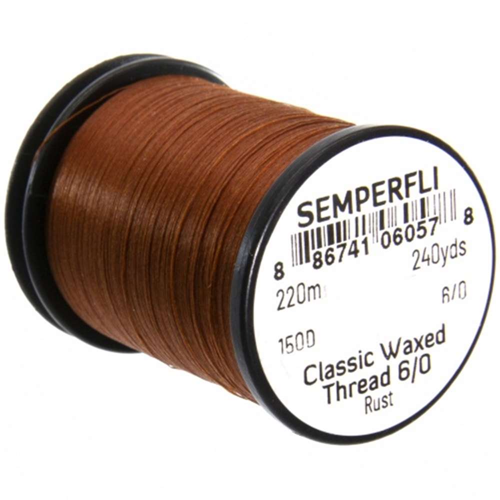Semperfli Classic Waxed Thread 6/0 240 Yards Rust Fly Tying Threads (Product Length 240 Yds / 220m)