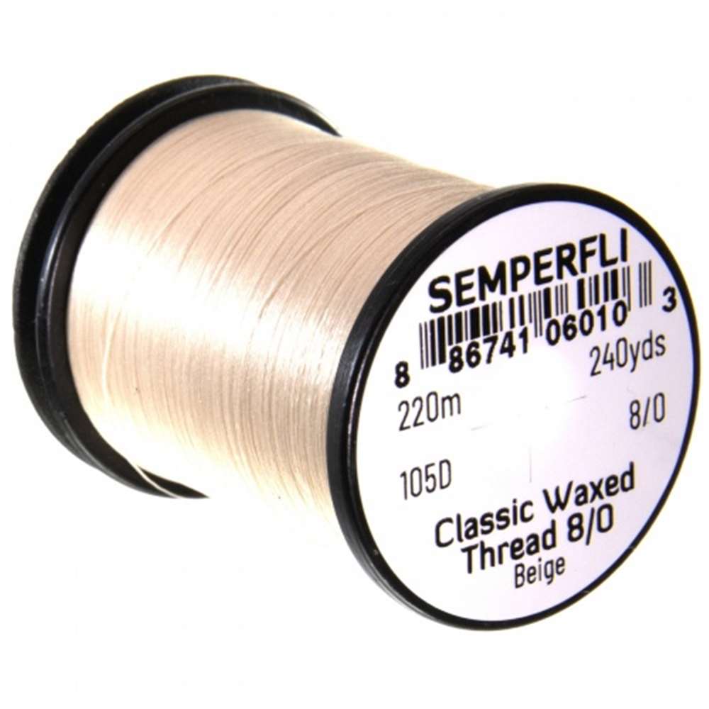 Semperfli Classic Waxed Thread 8/0 240 Yards Beige Fly Tying Threads (Product Length 240 Yds / 220m)