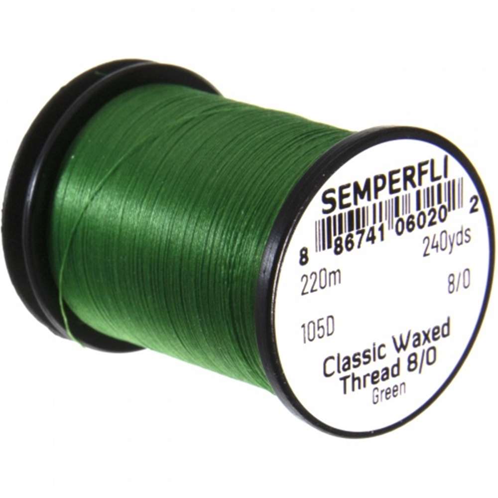 Semperfli Classic Waxed Thread 8/0 240 Yards Green Fly Tying Threads (Product Length 240 Yds / 220m)