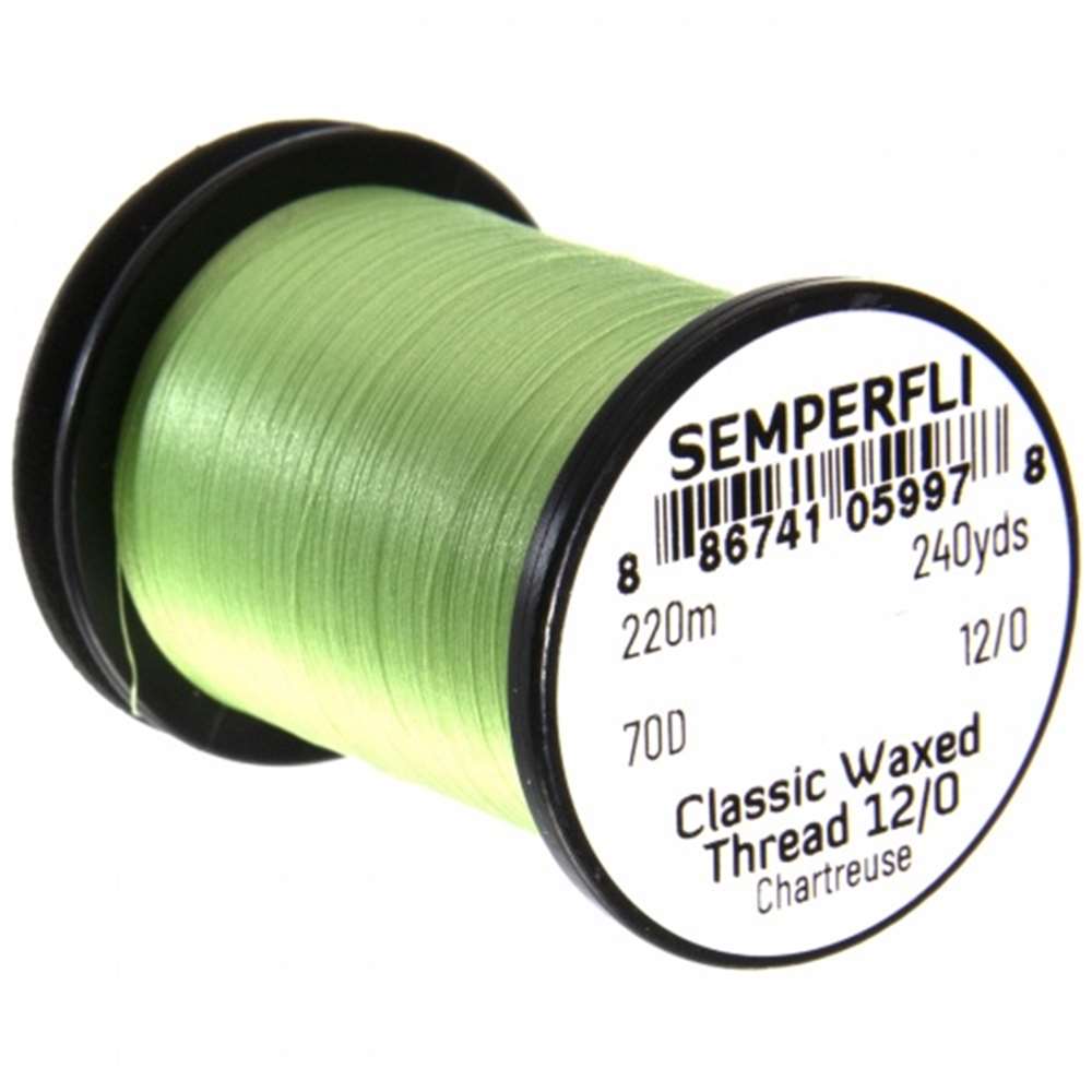 Semperfli Classic Waxed Thread 12/0 240 Yards Chartreuse Fly Tying Threads (Product Length 240 Yds / 220m)