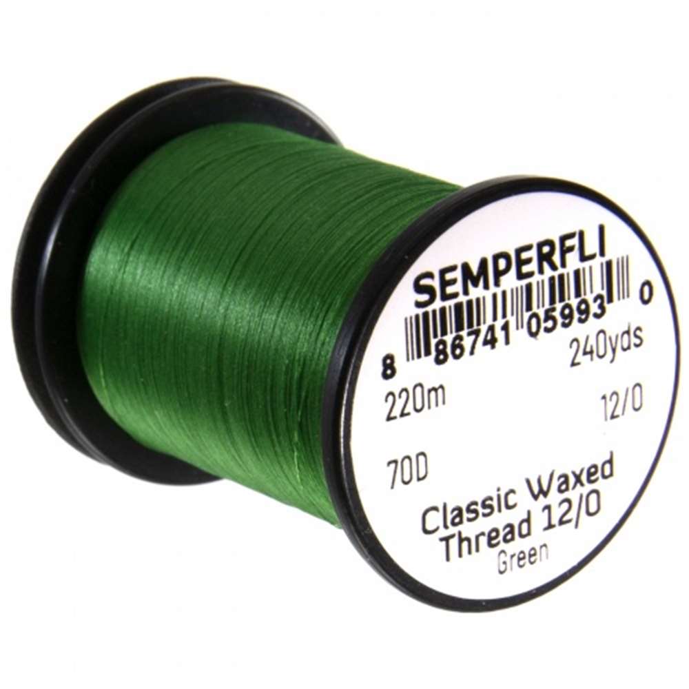 Semperfli Classic Waxed Thread 12/0 240 Yards Green Fly Tying Threads (Product Length 240 Yds / 220m)