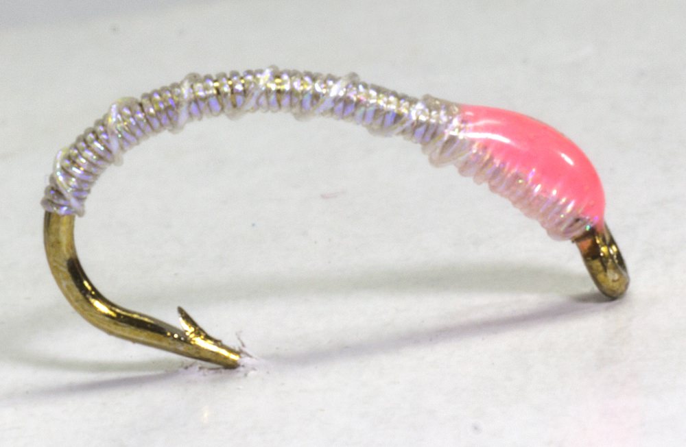 The Essential Fly Sandys Irridescent Platinum Blank Buster Buzzer Pink Fishing Fly