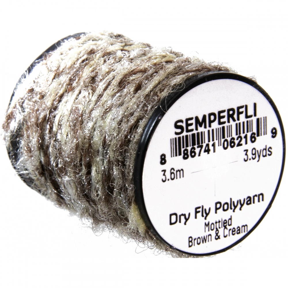 Semperfli Dry Fly Polyyarn Mottled Brown & Cream Fly Tying Materials