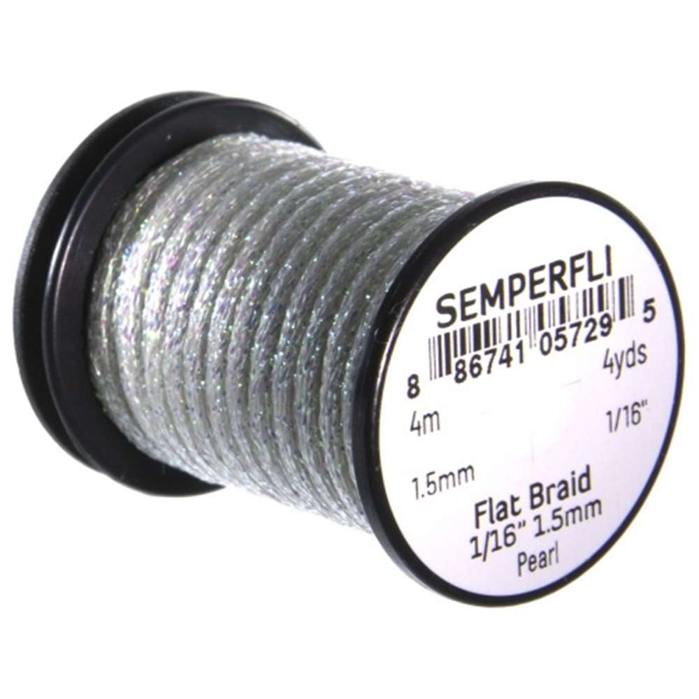 Semperfli Flat Braid 1.5mm 1/16'' Pearl Fly Tying Materials (Product Length 4.37 Yds / 4m)