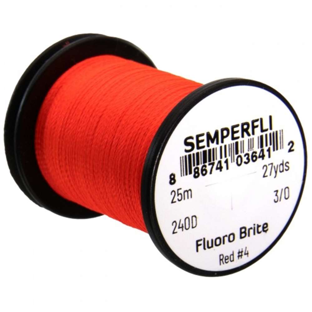 Semperfli Fluorescent Brite #4 Red Fly Tying Materials (Product Length 27.34 Yds / 25m)