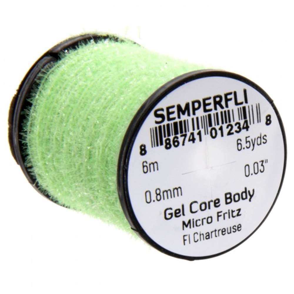 Semperfli Gel Core Body Micro Fritz Fl Chartreuse Fly Tying Materials (Product Length 6.56 Yds / 6m)