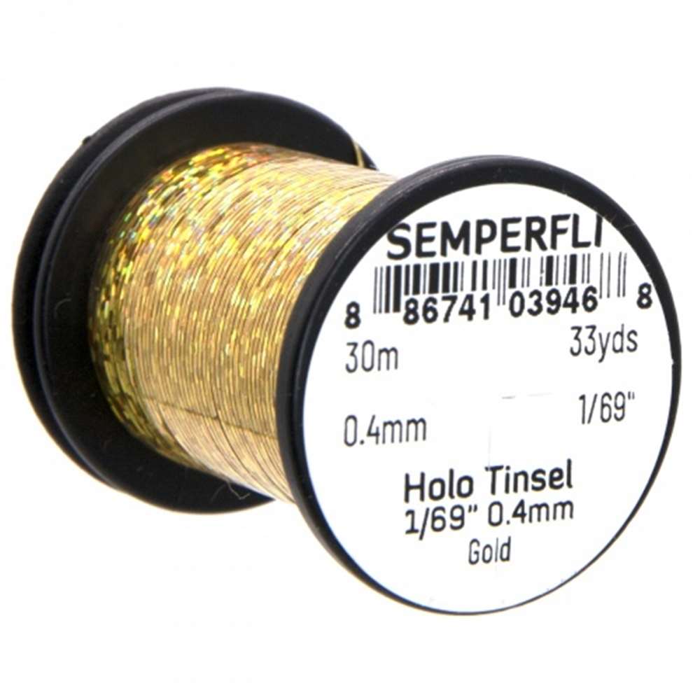 Semperfli Spool 1/69'' Holographic Gold Tinsel Fly Tying Materials (Product Length 32.8 Yds / 30m)