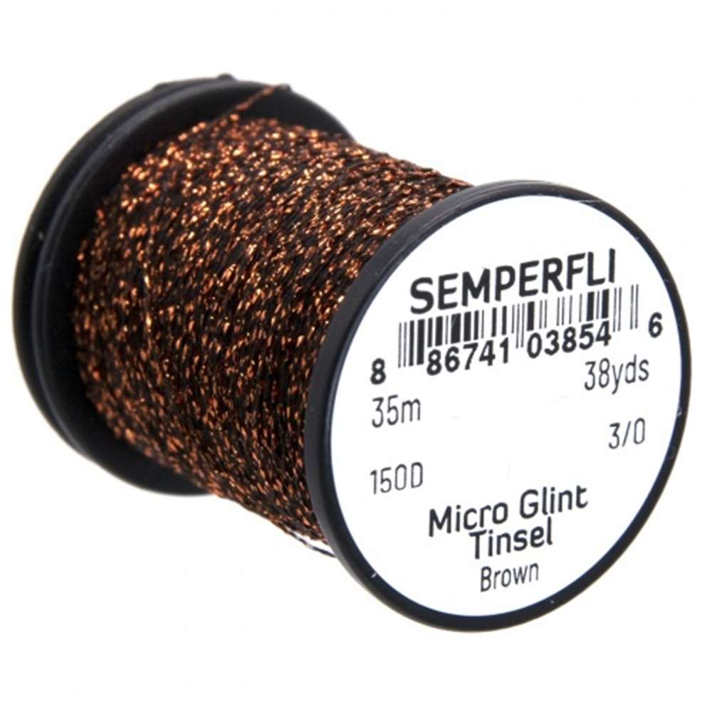Semperfli Micro Glint Nymph Tinsel Brown Fly Tying Materials (Product Length 38 Yds / 35m)