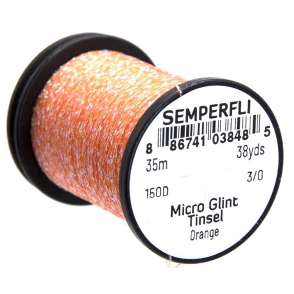 Semperfli Micro Glint Nymph Tinsel Orange Fly Tying Materials (Pack Size 3500cm)
