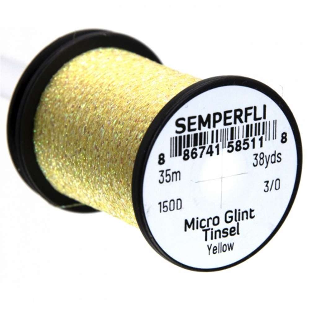 Semperfli Micro Glint Nymph Tinsel Yellow Fly Tying Materials (Product Length 38 Yds / 35m)