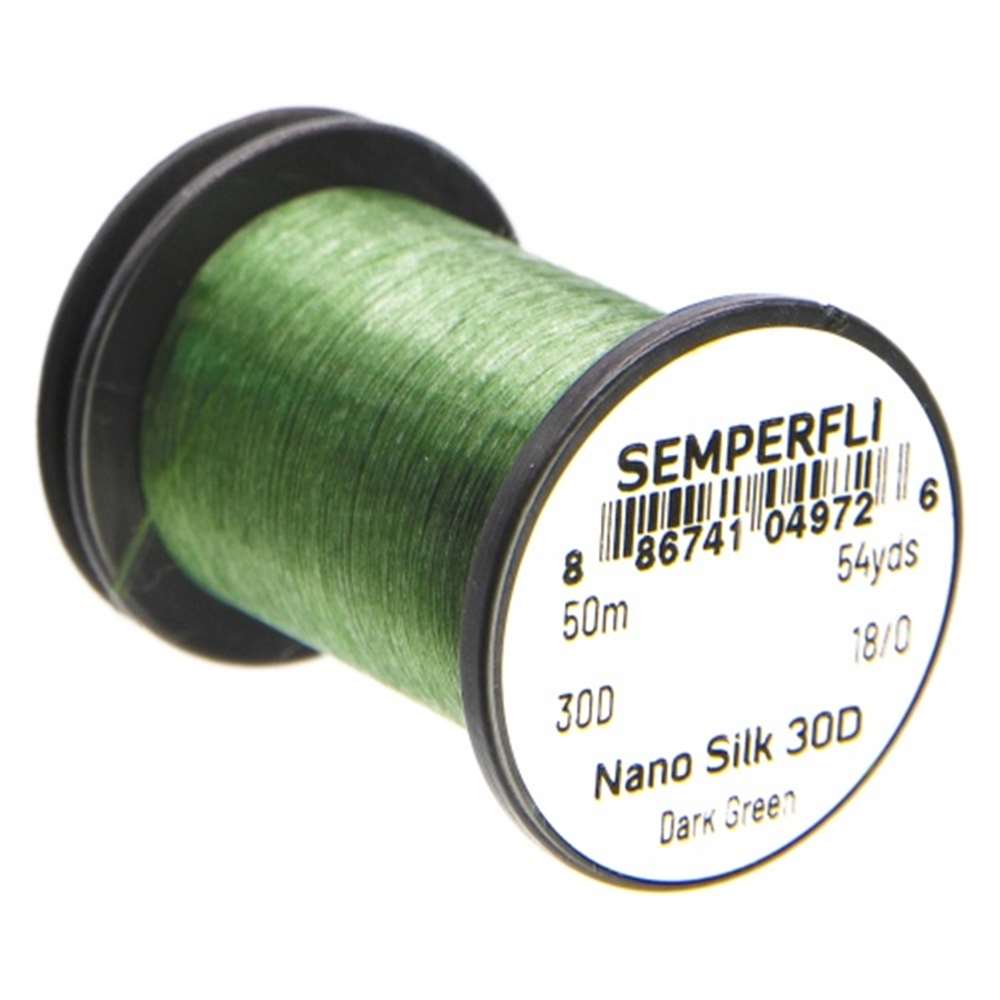 Semperfli Nano Silk Ultra 30D 18/0 Dark Green Gel Spun Polyethylene (GSP) Fly Tying Thread (Product Length 54.6 Yds / 50m)