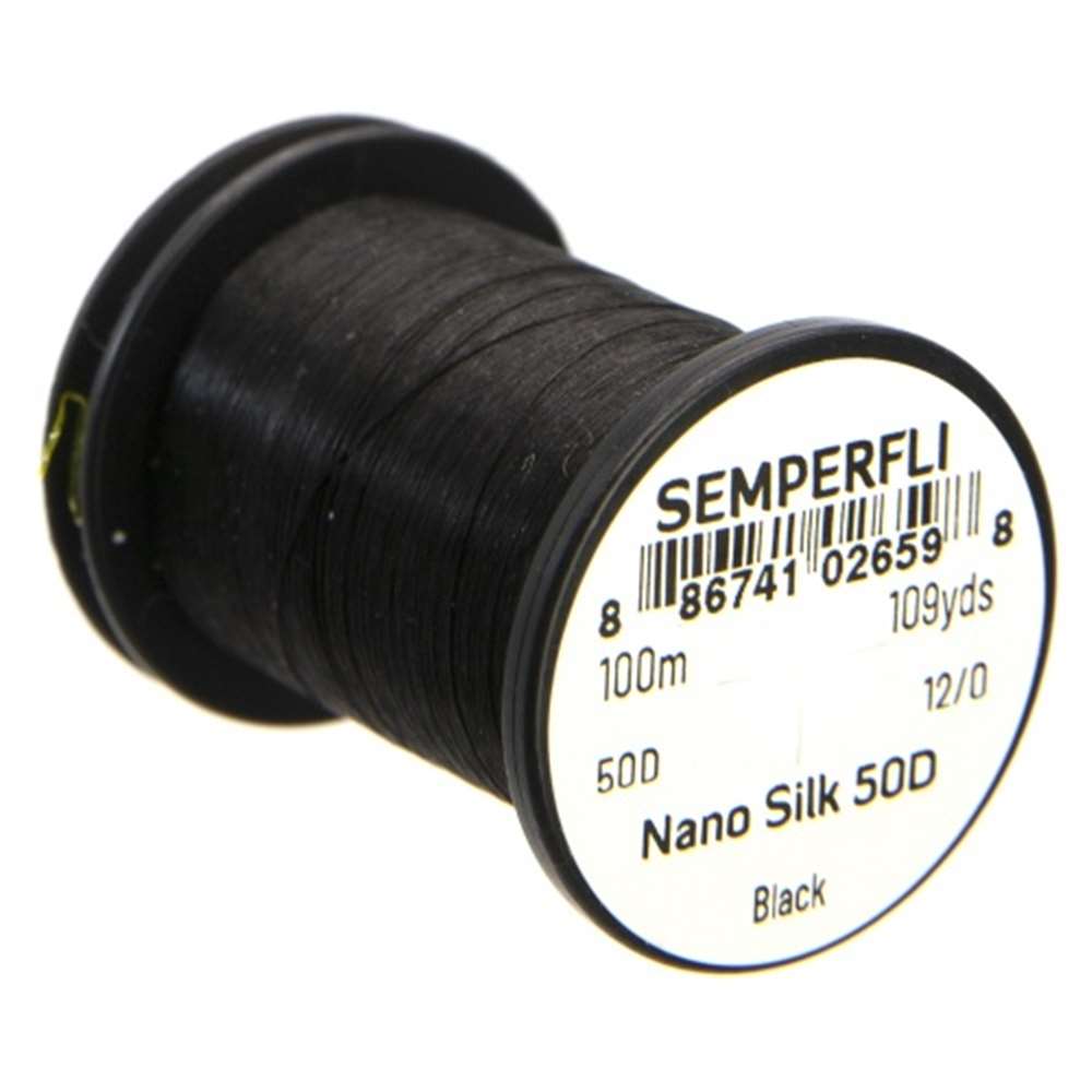 Semperfli Nano Silk 50D 12/0 Black Gel Spun Polyethylene (GSP) Fly Tying Thread (Product Length 109 Yds / 100m)