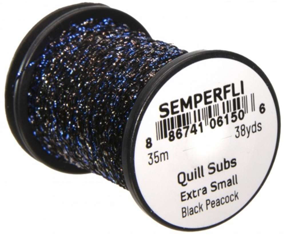 Semperfli Quill Subs Xs Extra Small Black Peacock Fly Tying Materials (Product Length 38 Yds / 35m)