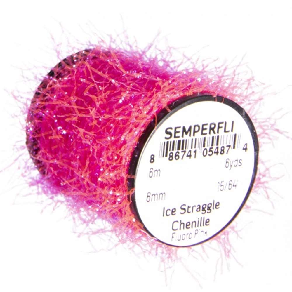 Semperfli Ice Straggle Chenille Fl Pink Fly Tying Materials (Product Length 6.56 Yds / 6m)