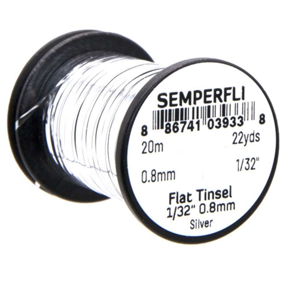Semperfli Spool 1/32'' Silver Mirror Tinsel Fly Tying Materials (Product Length 21.87Yds / 20m)