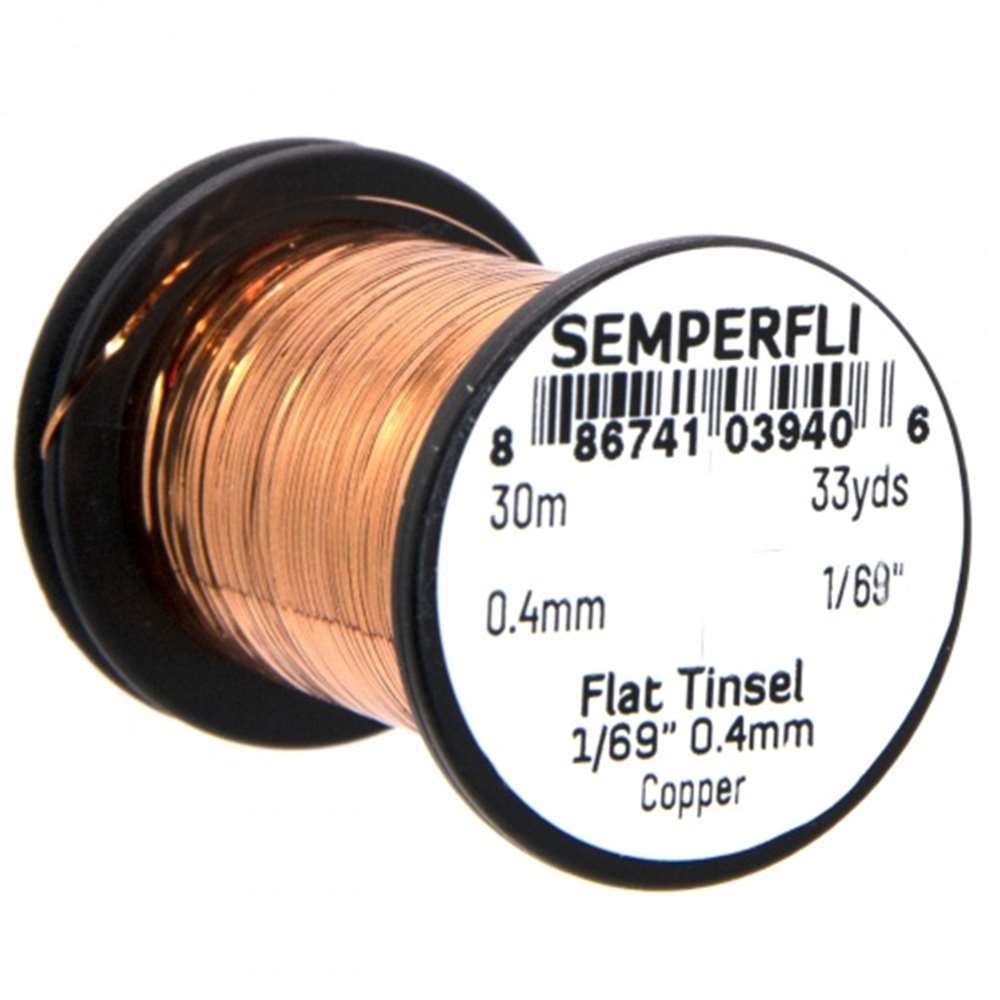 Semperfli Spool 1/69'' Copper Mirror Tinsel Fly Tying Materials (Product Length 32.8Yds / 30m)