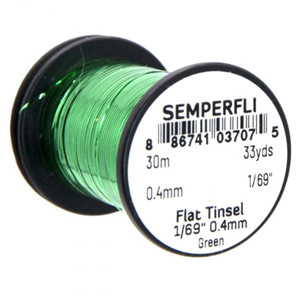 Semperfli Spool 1/69'' Green Mirror Tinsel Fly Tying Materials (Product Length 32.8Yds / 30m)