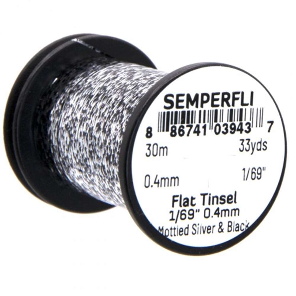 Semperfli Spool 1/69'' Silver & Black Mirror Tinsel