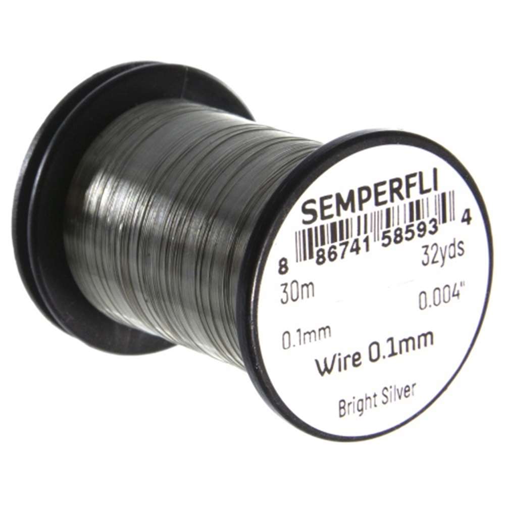 Semperfli Wire 0.1mm Bright Silver Fly Tying Materials (Pack Size 3000cm)