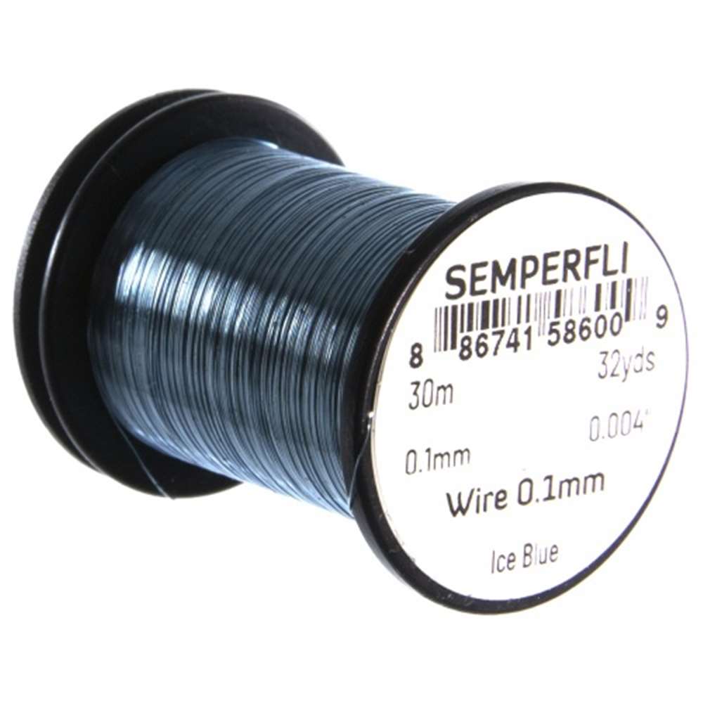 Semperfli Wire 0.1mm Ice Blue Fly Tying Materials (Product Length 32.8 Yds / 30m)