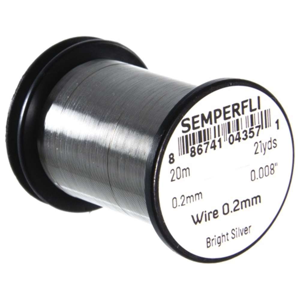 Semperfli Wire 0.2mm Bright Silver Fly Tying Materials (Product Length 21.87 Yds / 20m)