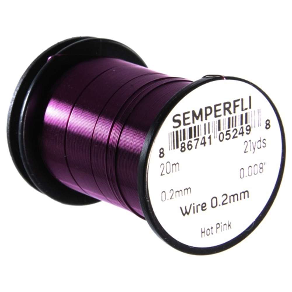 Semperfli Wire 0.2mm Hot Pink Fly Tying Materials (Product Length 21.87 Yds / 20m)