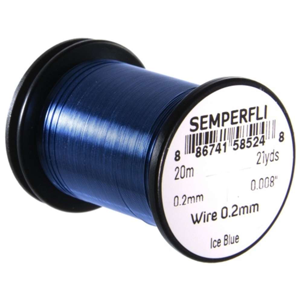 Semperfli Wire 0.2mm Ice Blue Fly Tying Materials (Product Length 21.87 Yds / 20m)