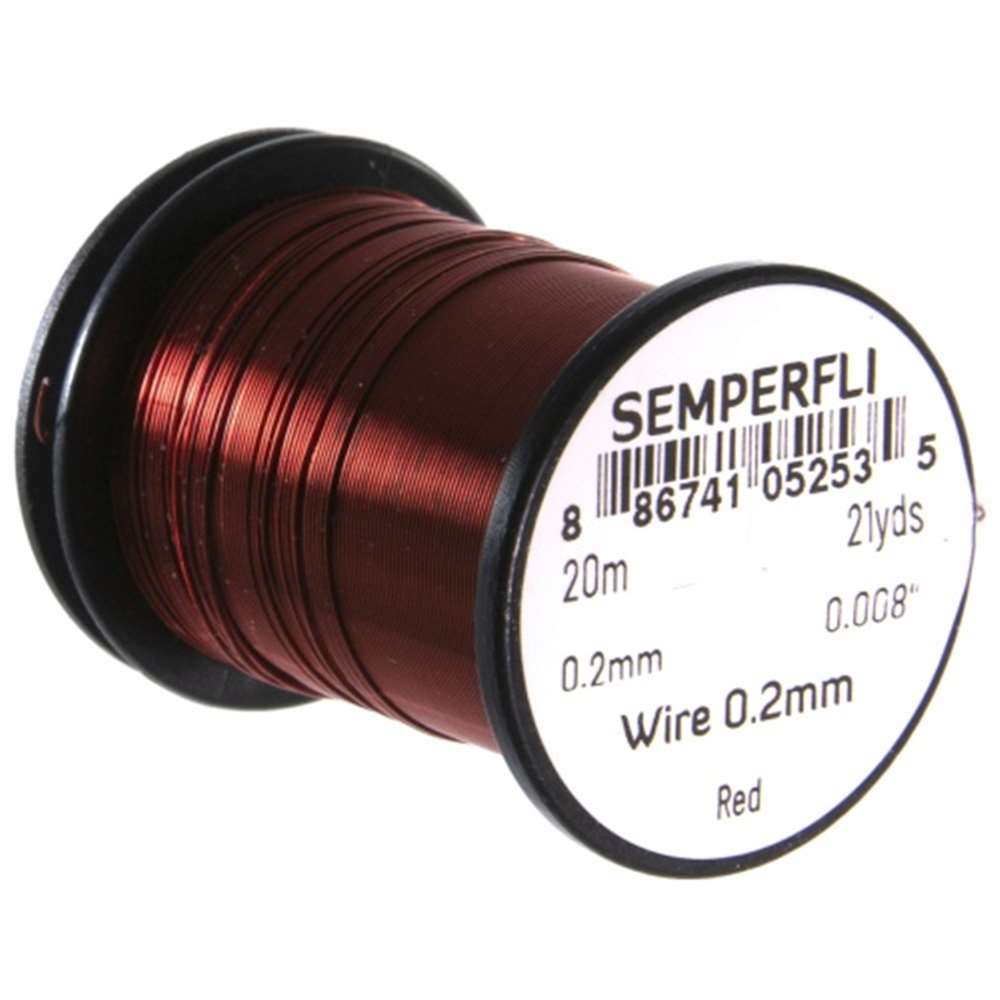 Semperfli Wire 0.2mm Red Fly Tying Materials (Product Length 21.87 Yds / 20m)