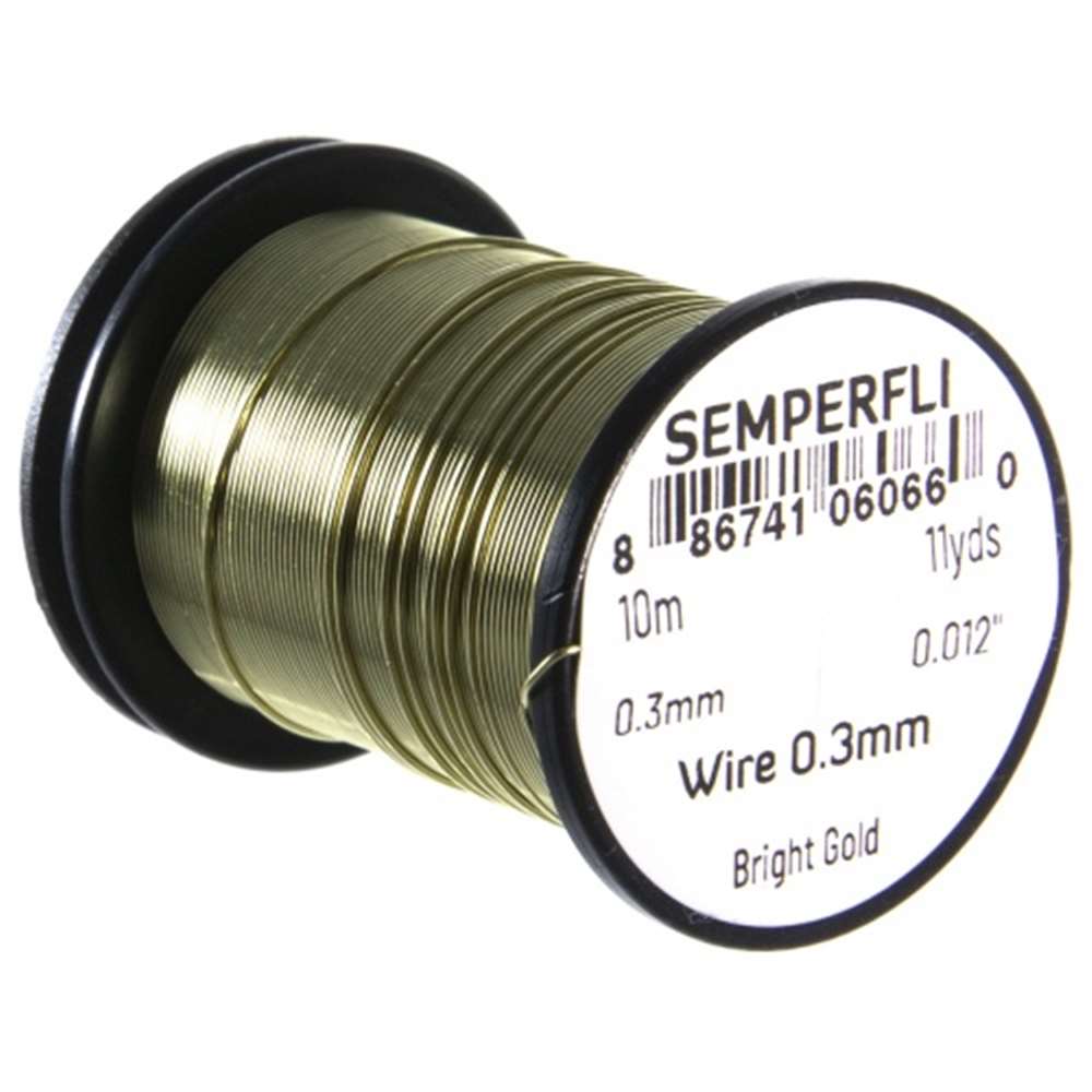 Semperfli Wire 0.3mm Bright Gold Fly Tying Materials (Product Length 10.93 Yds / 10m)