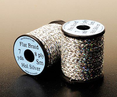 UNI Uni Holographic Flat Braid Silver Fly Tying Materials (Product Length 7 Yds / 6.4m)