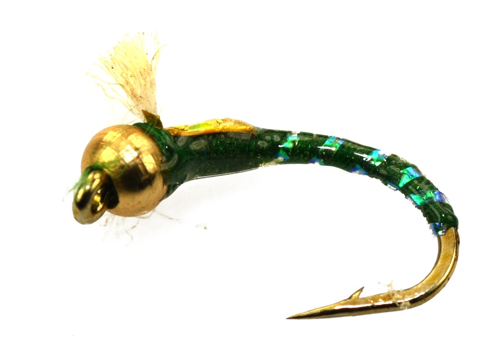 The Essential Fly 3D Glass Epoxy Bead Head Buzzer Green Fishing Fly