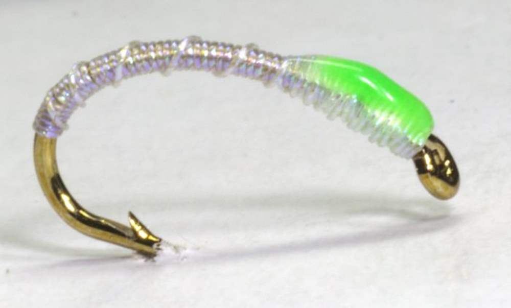 The Essential Fly Sandys Irridescent Platinum Blank Buster Buzzer Green Fishing Fly