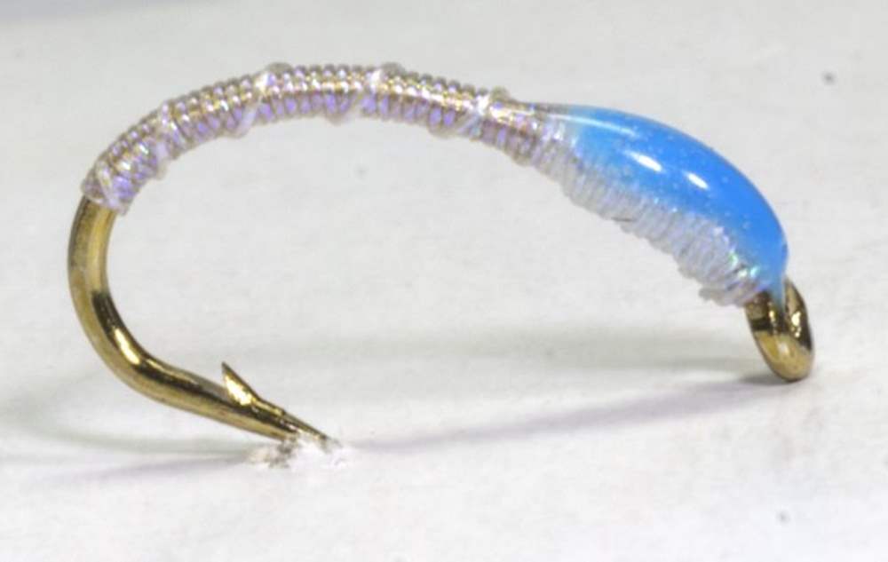 The Essential Fly Sandys Irridescent Platinum Blank Buster Buzzer Blue Fishing Fly