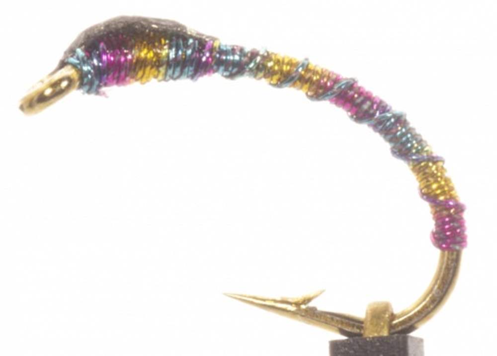 The Essential Fly Sandys Rainbow Irridescent Platinum Blank Buster Buzzer Black Fishing Fly