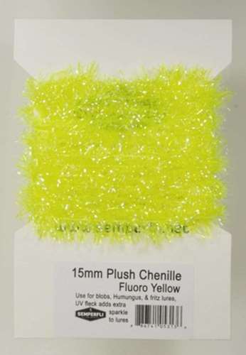 Semperfli 15mm Plush Transluscent Chenille Fluorescent Yellow Sunburst Fly Tying Materials (Product Length 1.1 Yds / 1m)