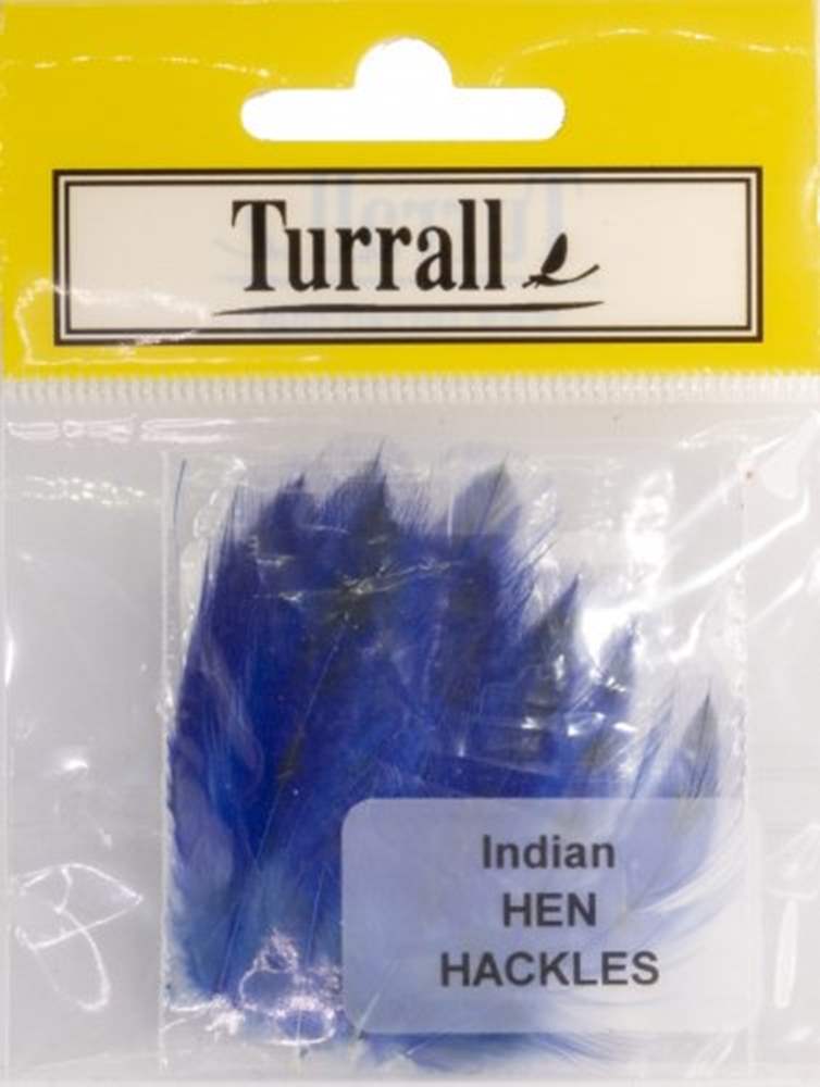 Turrall Indian Hen Hackles Select 30 Feathers Blue Fly Tying Materials
