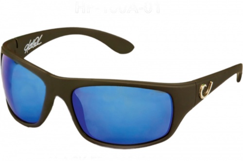 Mustad Sunglasses Matte Black Frame with Smoke Blue Revo Lens