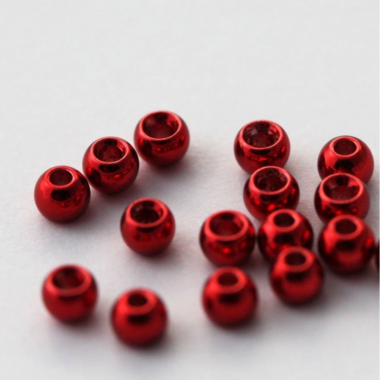 Turrall Brass Beads Medium 3.3mm Metallic Red Fly Tying Materials