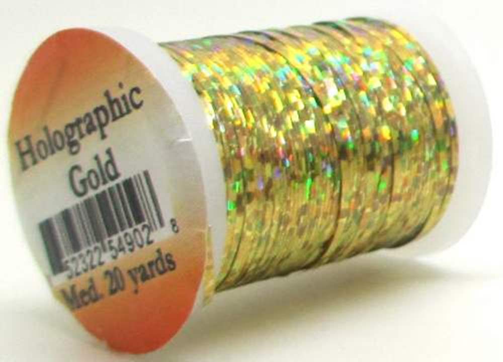 Veniard Holographic Tinsel Medium #4 Gold Fly Tying Materials (Product Length 21.8 Yds / 20m)